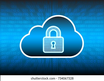 Abstract security cloud technology background, key lock and could technology background, Vector Illustration. 