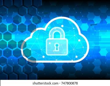 Abstract security cloud technology background, key lock and could technology background, Vector Illustration. 