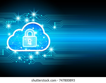 Abstract security cloud technology background, key lock and could technology background, Vector Illustration. 