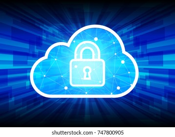 Abstract security cloud technology background, key lock and could technology background, Vector Illustration. 