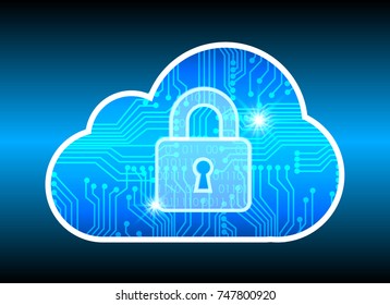 Abstract security cloud technology background, key lock and could technology background, Vector Illustration. 