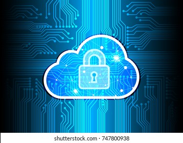 Abstract security cloud technology background, key lock and could technology background, Vector Illustration. 