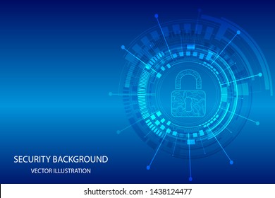Abstract security digital technology background, Lock on technology background. Cyber Security Concept. Illustration Vector