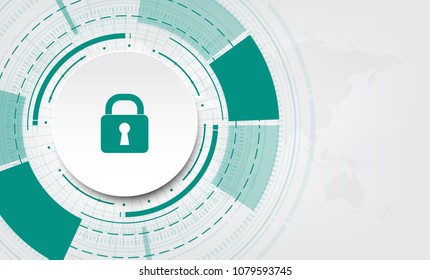 Abstract security digital technology background.protection mechanism and system privacy.vector illustration.