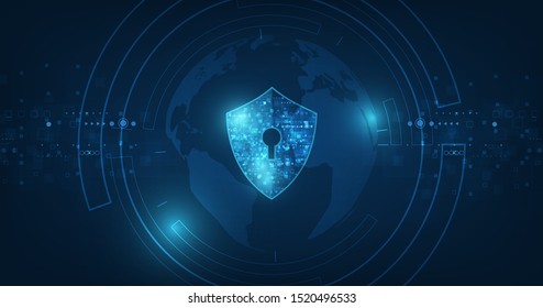 Abstract security digital technology background.protection mechanism and system privacy.vector illustration.
