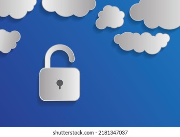 
Abstract security with key unlock and could technology background, 2D Vector Illustration. Safety concept. Futuristic vector illustration. Security concepts Blank text space for WebSite Banner EPS10.