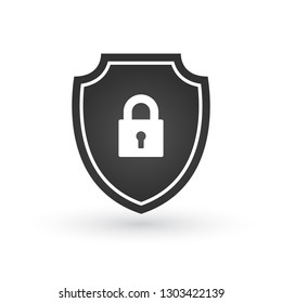 Abstract security shield with lock, security icon. Lock security icon. Vector illustration isolated on white background.