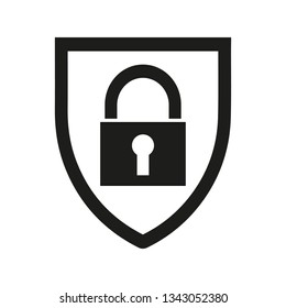 Abstract security shield with lock, security icon. Lock security icon. Vector illustration isolated on white background.
