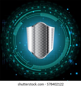Abstract security system with shield vector technology background