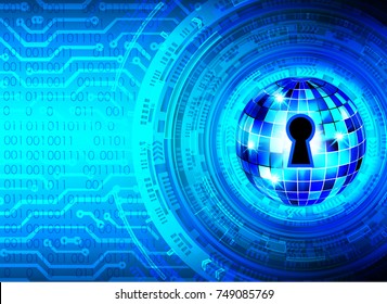 Abstract security technology background, key lock and digital technology background, Vector Illustration. 
