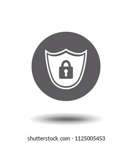 Abstract security vector icon illustration isolated on black background. Shield security icon. Lock security icon.