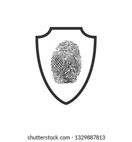 Abstract security vector icon illustration isolated on black background. Shield security icon. Lock security icon.