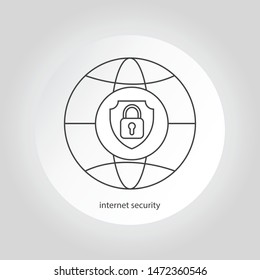 Abstract security vector icon illustration isolated on gray background. Shield icon. Lock icon