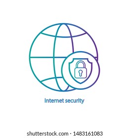 Abstract security vector icon illustration isolated on gray background. Shield icon. Lock icon