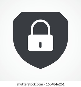 Abstract security vector icon illustration isolated on black background. Shield security icon. Lock security icon.