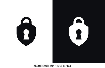 Resumen de la ilustración del icono del vector de seguridad aislado en fondo blanco y negro. Icono Escudo. Icono de bloqueo.