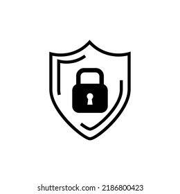 Abstract security vector icon illustration isolated on white background. Shield security icon. Lock security icon.