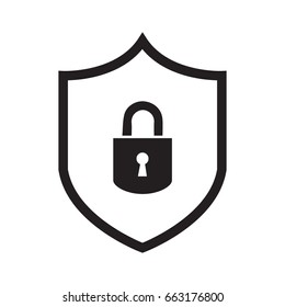 Abstract security vector icon illustration isolated on white background. Shield security icon. Lock security icon.