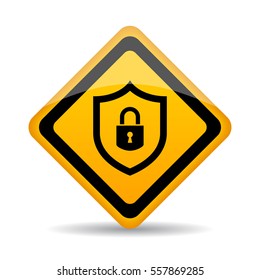 Abstract security vector sign illustration isolated on white background. Security shield lock vector icon.