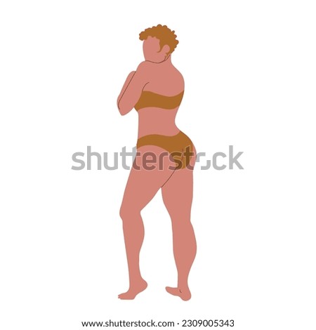 Abstract seductive woman posing vector illustration.