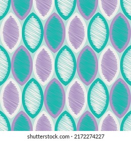 Abstract Seed Shape Geometric Seamless Pattern Scribble Style Details Trendy Fashion Colors Minimalist Allover Retro Design Pool Blue Lilac Tones