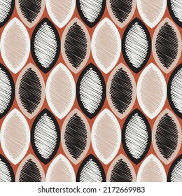 Abstract Seed Shape Geometric Seamless Pattern Scribble Style Details Trendy Fashion Colors Minimalist Allover Retro Design Amber Brown Black Skin Tones