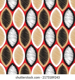 Resumen Forma de semilla Estilo de patrón geométrico sin brillo Detalles de estilo escrúpulo Colores de moda Moderno Alamante Retro Diseño Retro Rojo Tono marrón Negro