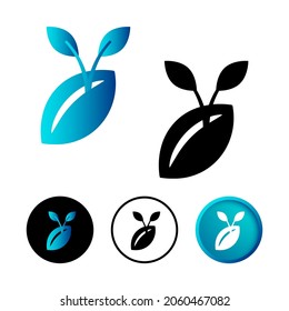 Abstract Seed Sprouting Icon Illustration