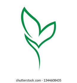 Abstract seedling symbol, icon on white background. Design element