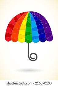 Abstract segmented rainbow umbrella, vector pattern