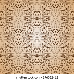 Abstract semaless pattern in brown and beige with sharp line ornament