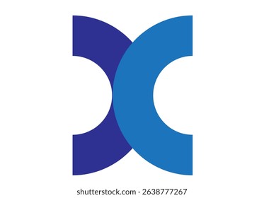 Abstract Semi circle X symbol or logo template