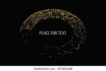 Abstract semicircle of gold. Dotted lines are random in a circle. Vector illustration, background, banner, poster.