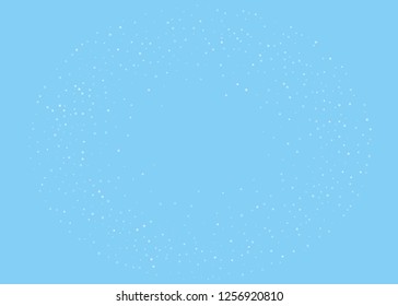 Abstract semicircle with round snow of different size and transparency. Beautiful frame with snowfall. Winter background. Vector illustration