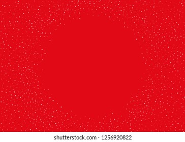 Abstract semicircle with round snow of different size and transparency. Beautiful frame with snowfall. Winter background. Vector illustration