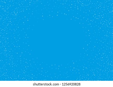 Abstract semicircle with round snow of different size and transparency. Beautiful frame with snowfall. Winter background. Vector illustration