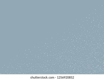 Abstract semicircle with round snow of different size and transparency. Beautiful frame with snowfall. Winter background. Vector illustration