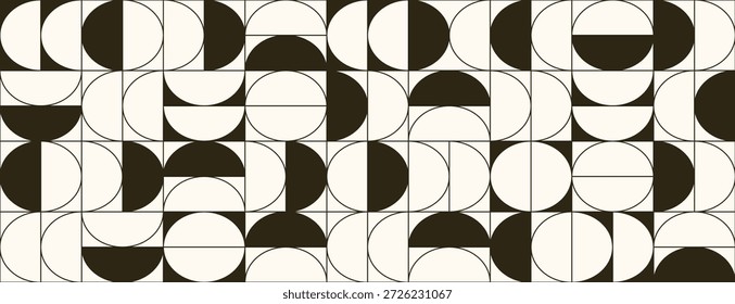 Patrón sin fisuras de semicírculo abstracto monocromo geométrico