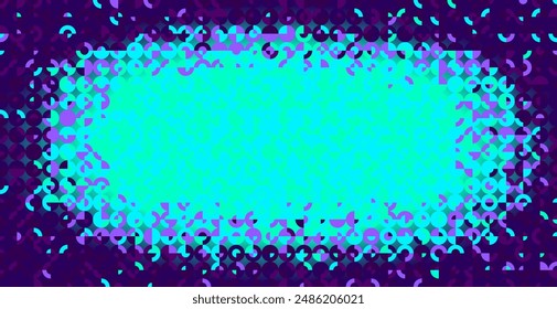 Abstract semi-circle shapes pattern, neon colors halftone gradient frame graphics, background banner.