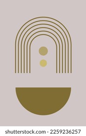 abstract semicircular geometry with smooth lines complemented by two small circles. can be used for wall decoration and others