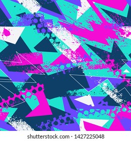 Abstract semless urban pattern with chaotic curved shapes and grunge element. Backgrond for youe design, textile, art.