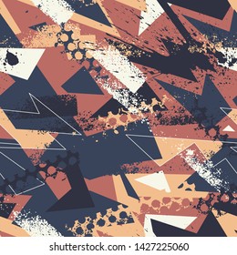 Abstraktes, halbloses urbanes Muster mit chaotischen gekrümmten Formen und brüchigen Elementen. Hintergrund für Ihr Design, Textilien, Kunst.