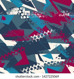 Abstract semless urban pattern with chaotic curved shapes and grunge element. Backgrond for youe design, textile, art.