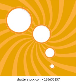 abstract sequence of circles on the orange striped background for design vector