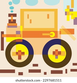 abstract series of shapes from squares and circles depicting transportation vector stock background