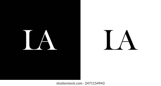 Abstract serif letter LA logo in black and white color for beauty and wedding design logo vector inspiration