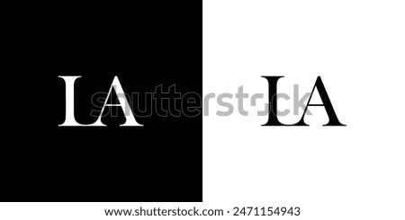 Abstract serif letter LA logo in black and white color for beauty and wedding design logo vector inspiration