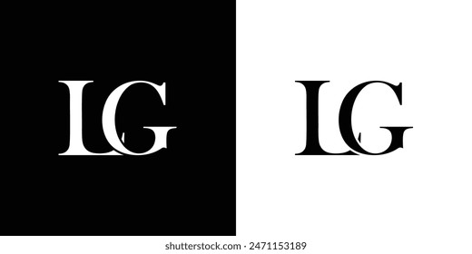 Abstract serif letter LG logo in black and white color for beauty and wedding design logo vector inspiration