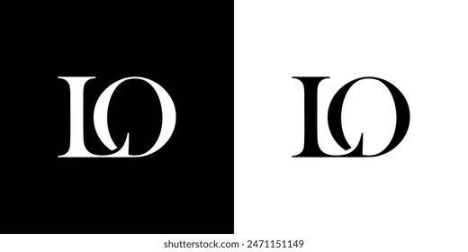 Abstract serif letter LO logo in black and white color for beauty and wedding design logo vector inspiration