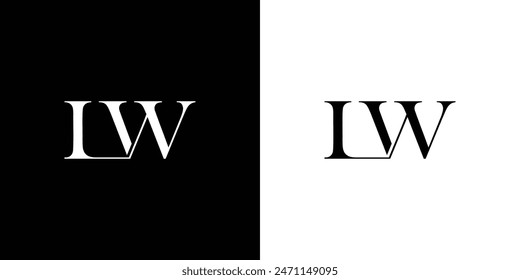 Abstract serif letter LW logo in black and white color for beauty and wedding design logo vector inspiration